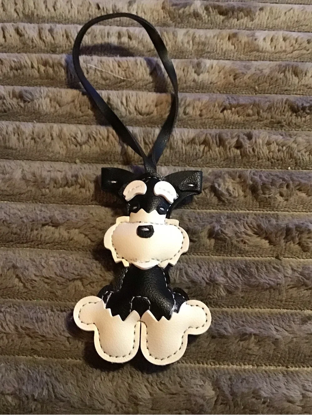 Black and White Dog Leather Charm